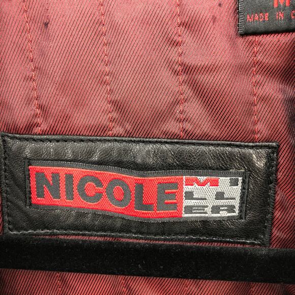 Nicole Miller Black Genuine Leather Jacket Blazer Women’s Size M Medium Retro - Picture 5 of 6